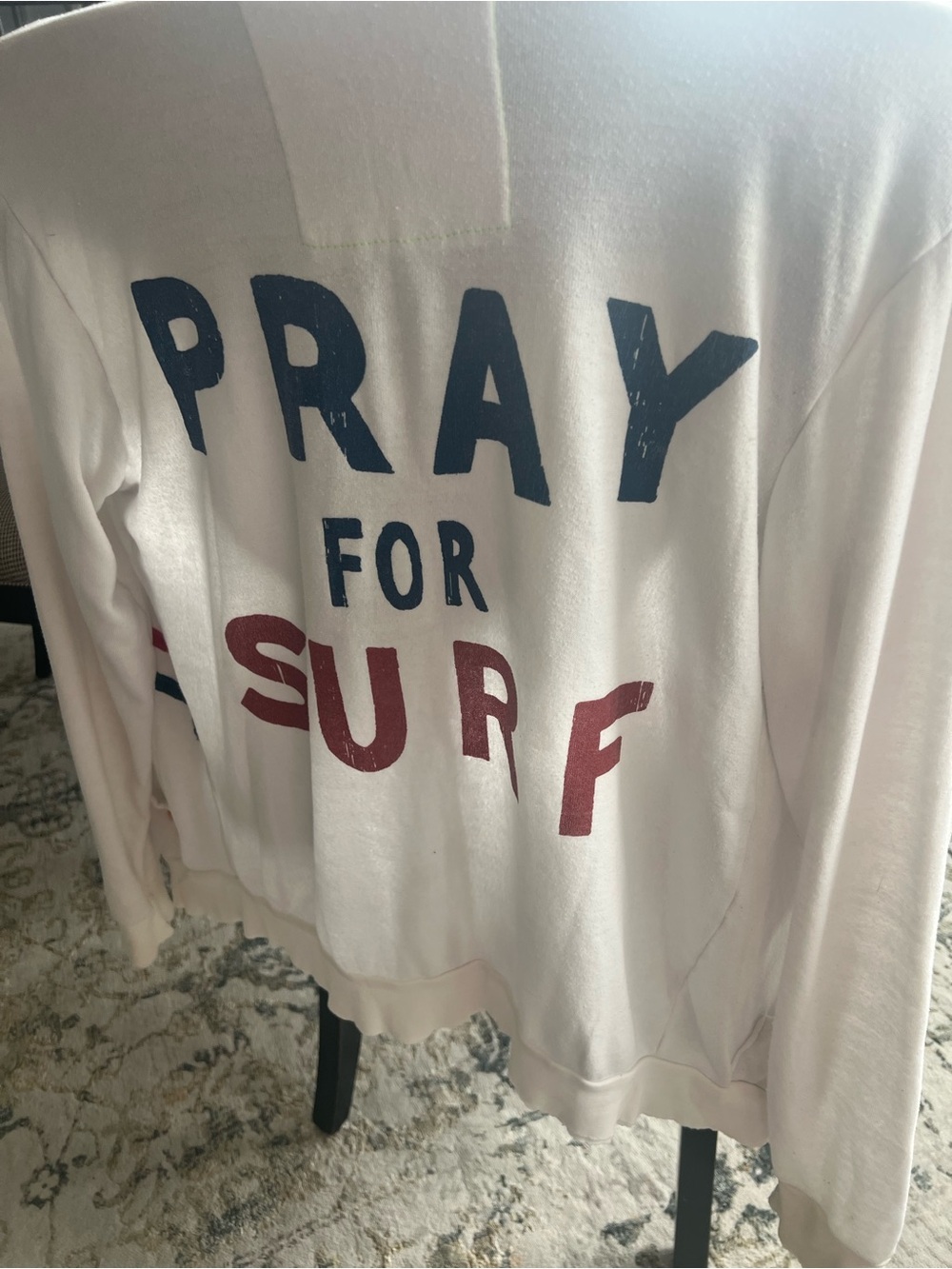 AVIATOR NATION ‘Pray for Surf' White & Navy Graphic full zip